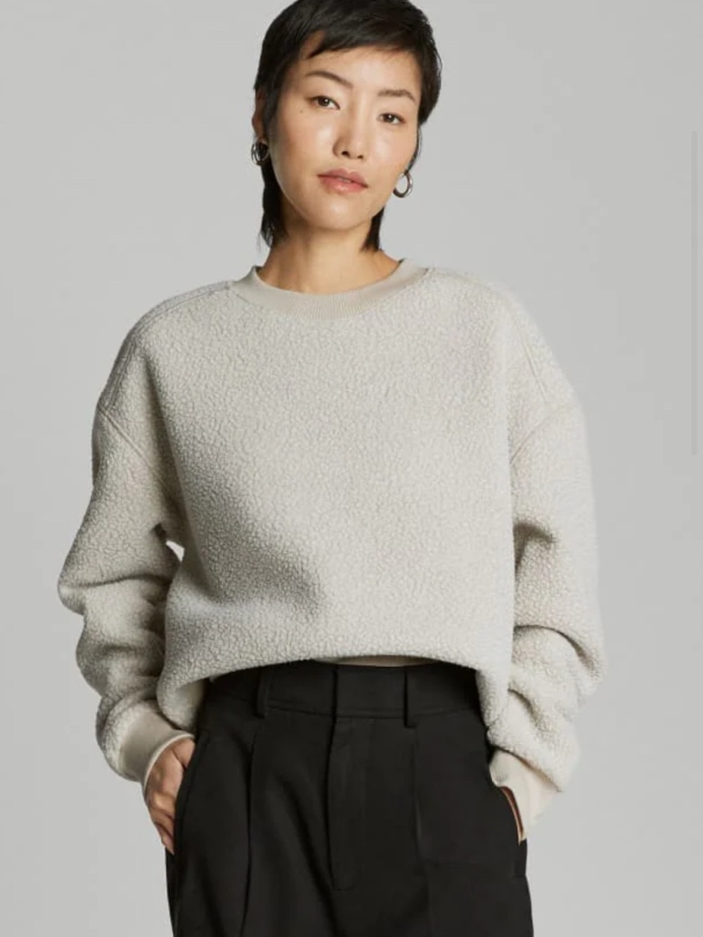 Everlane The ReNew Teddy Oversized Crew in Oat Sold Out Color